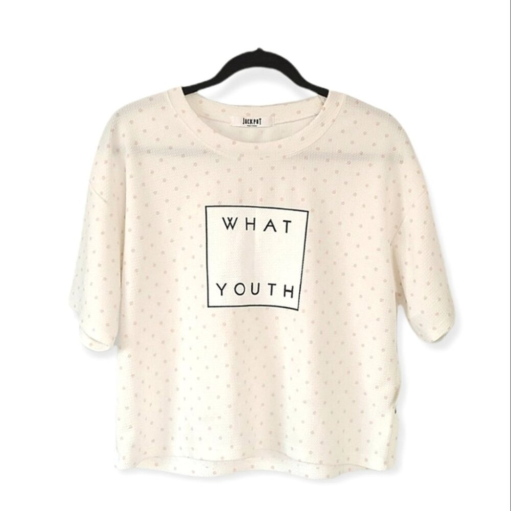 JACKPOT Soft Cream & Pink Polka-Dot Top from Korea